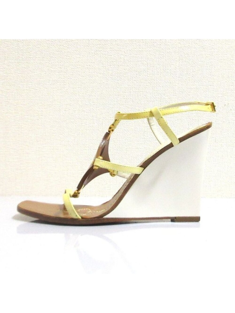 Louis Vuitton Monogram Strap Wedge Sole Sandals 35.5 Brown White - Picture 2 of 15